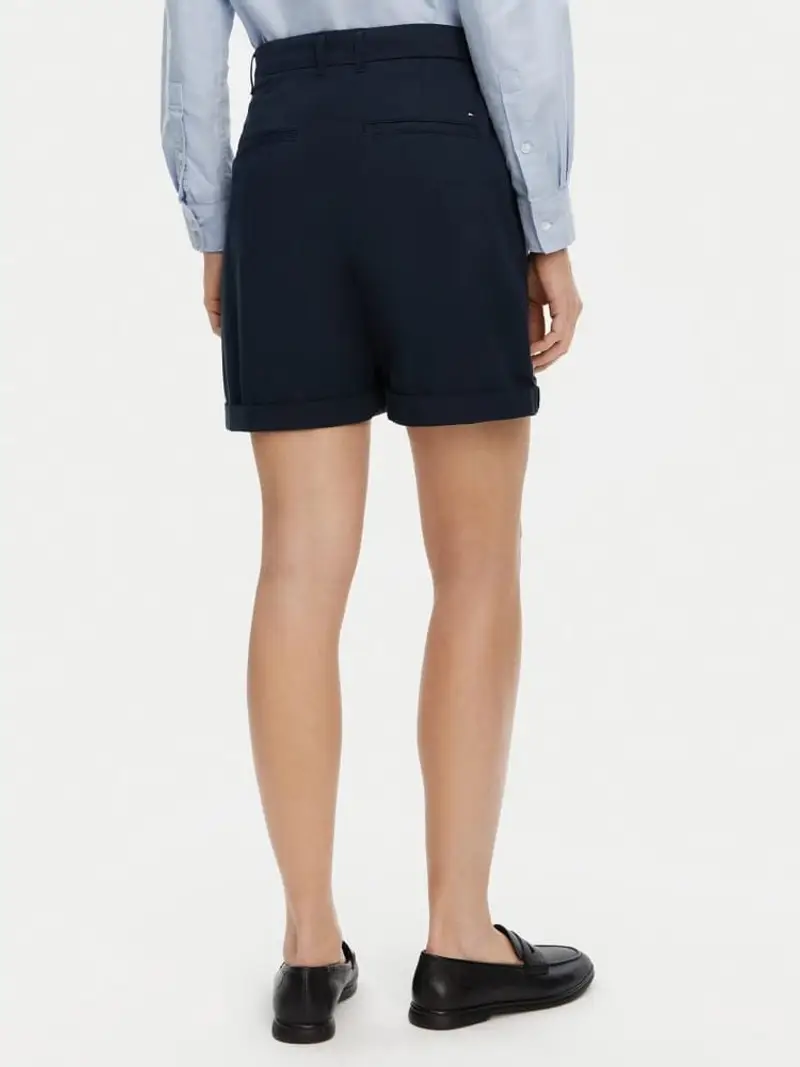 Tommy Hilfiger shorts blu navy donna in cotone mini logo sul lato e sul retro miniatura 2