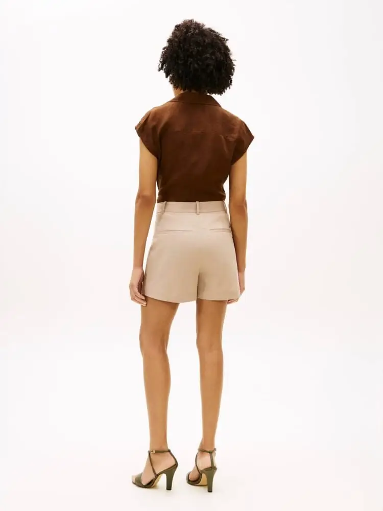 shorts crema donna bootoni con logo miniatura 2