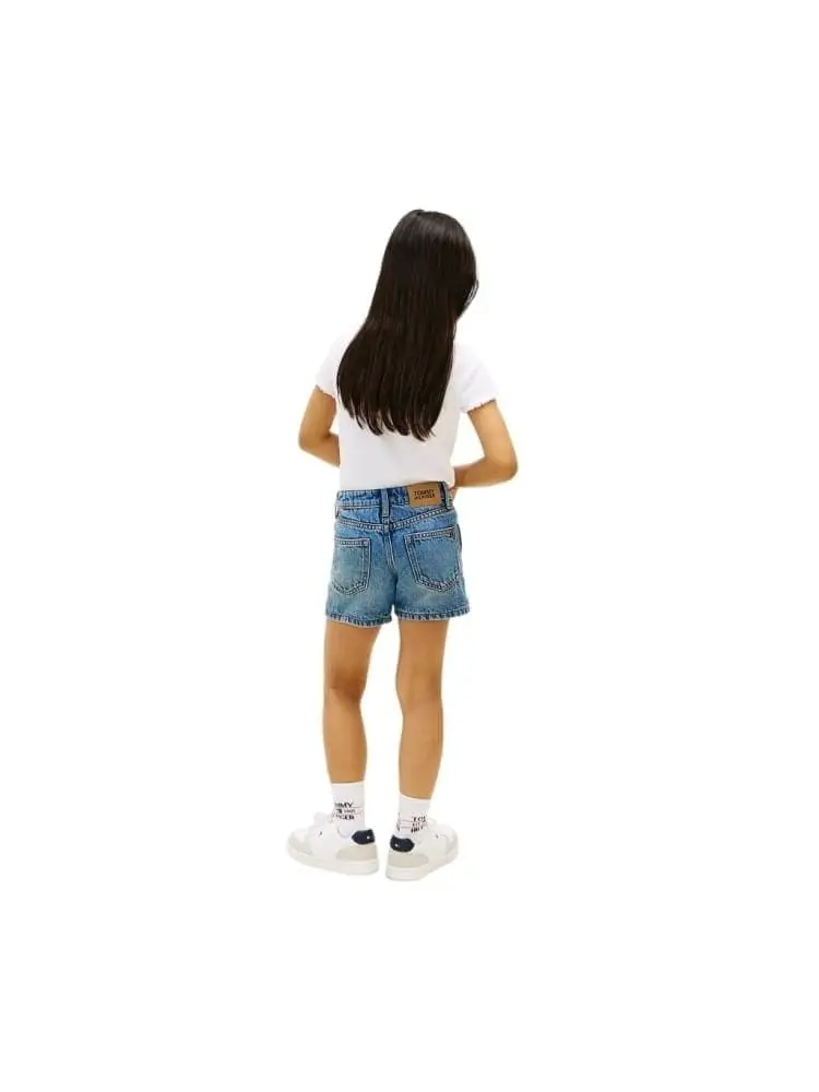 shorts in denim bambina logo sul retro miniatura 2
