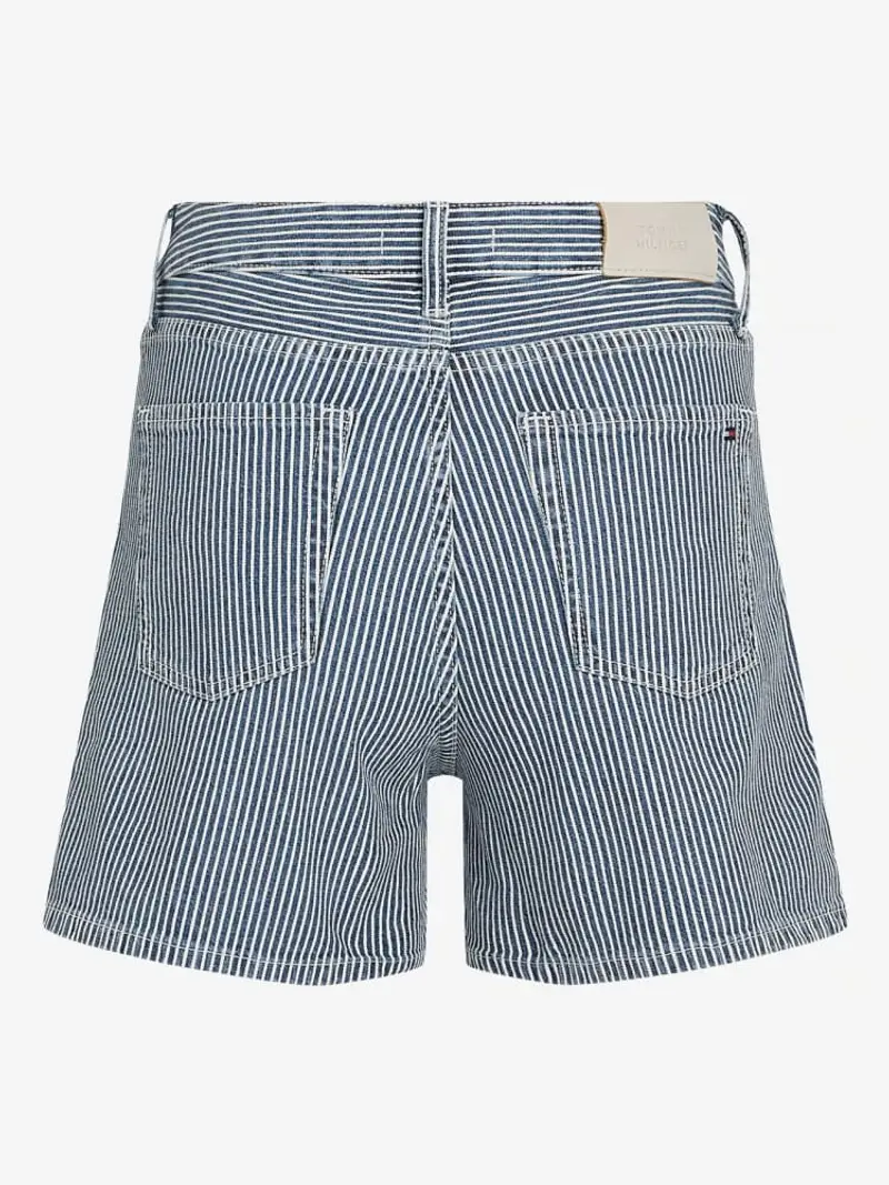 Tommy Hilfiger shorts in denim donna blu a righe mini logo sul retro miniatura 2