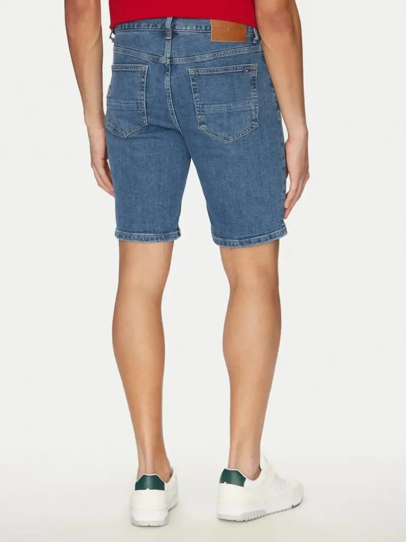 Tommy Hilfiger shorts in denim medium uomo in cotone micro logo sul retro miniatura 3