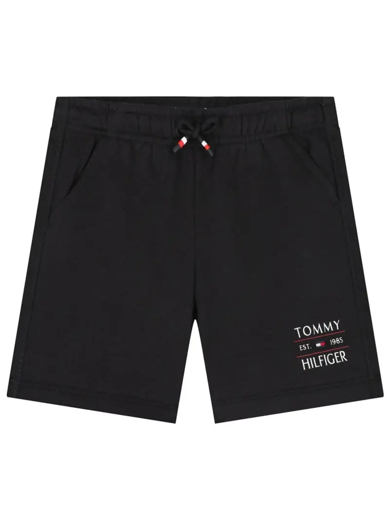 Tommy Hilfiger shorts nero bambino in cotone mini logo lettering sul fondo