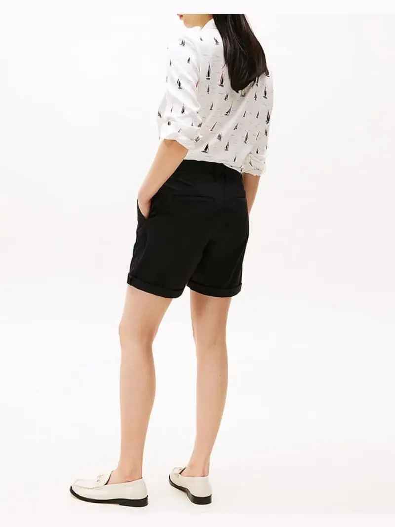 Tommy Hilfiger shorts nero donna in cotone mini logo sul lato e sul retro miniatura 3