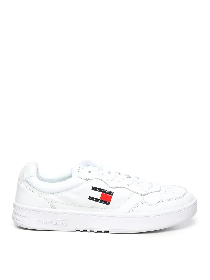 Sneaker in pelle con logo Bianco