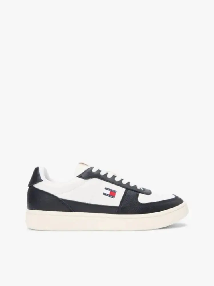 sneakers archive court in pelle bianca e nera con logo