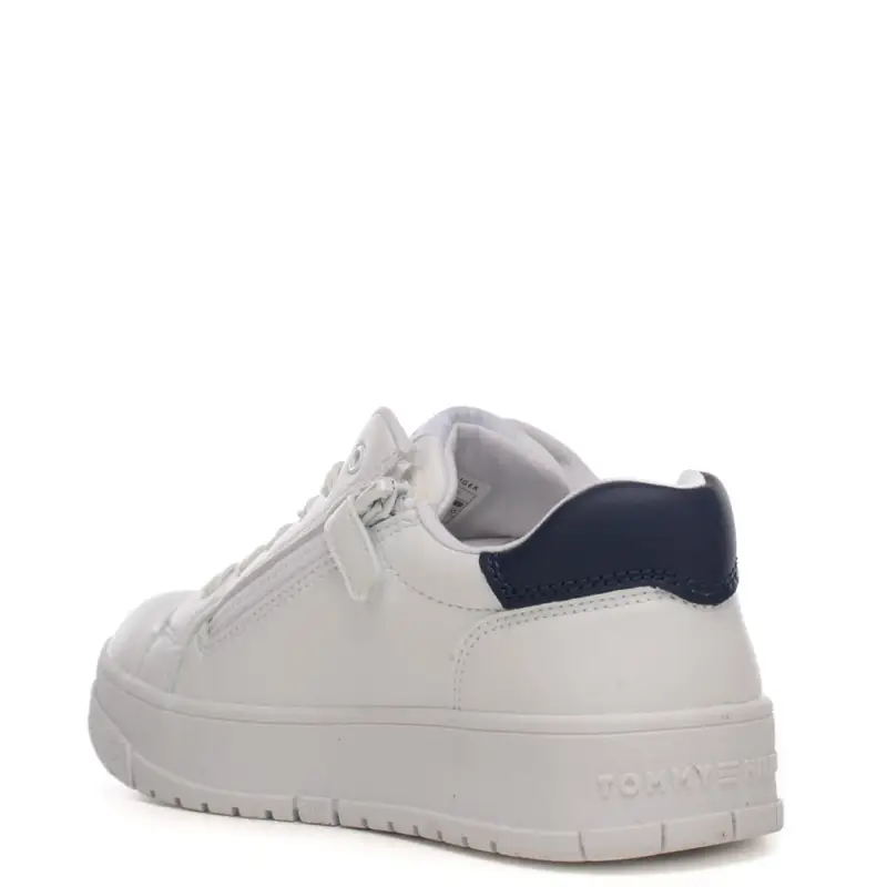 Tommy Hilfiger sneakers bimbo stringate bianca con inserto posteriore a contrasto miniatura 2