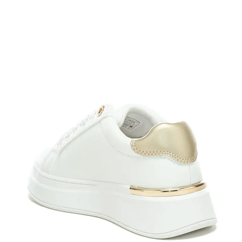 sneakers da bambina in pelle con inserto laminato sul retro bianco platino miniatura 3