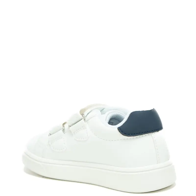 sneakers da bambino con chiusura a strappo e dettagli loggati con bandierina bianche blu miniatura 3