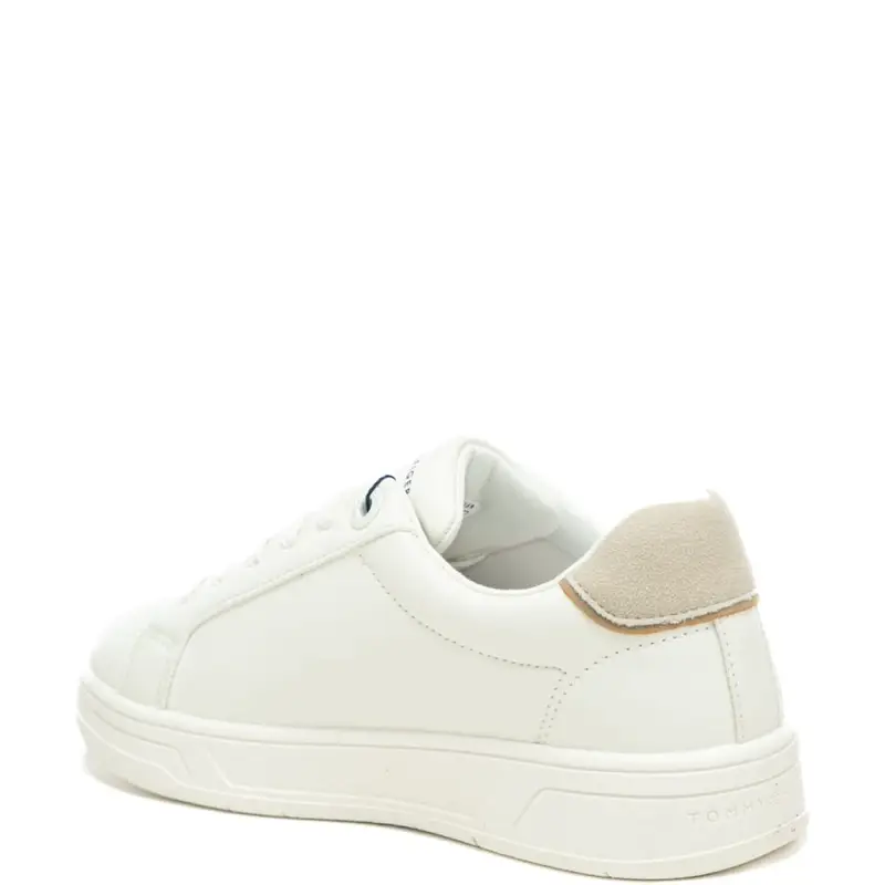 sneakers da bambino con inserto in suede a contrasto sul retro bianche beige miniatura 2