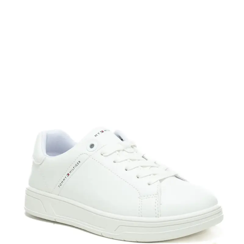 sneakers da bambino con mini logo lettering stampato sulla parte esterna della tomaia bianche miniatura 2