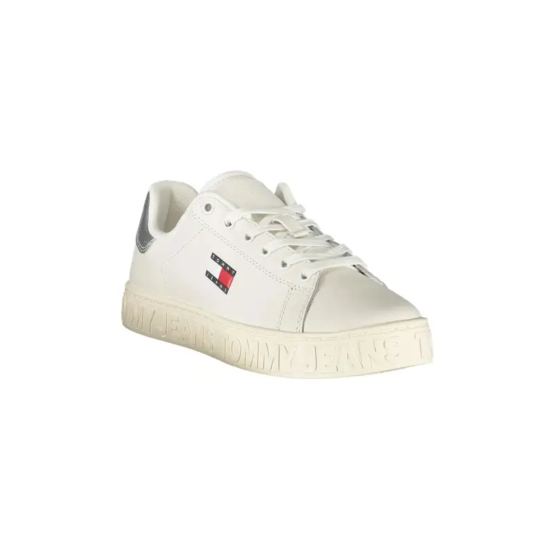 Sneakers Donna Bianche con Lacci e Dettagli Argento Bianco miniatura 2