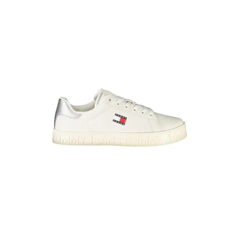 Sneakers Donna Bianche con Lacci e Dettagli Argento Bianco