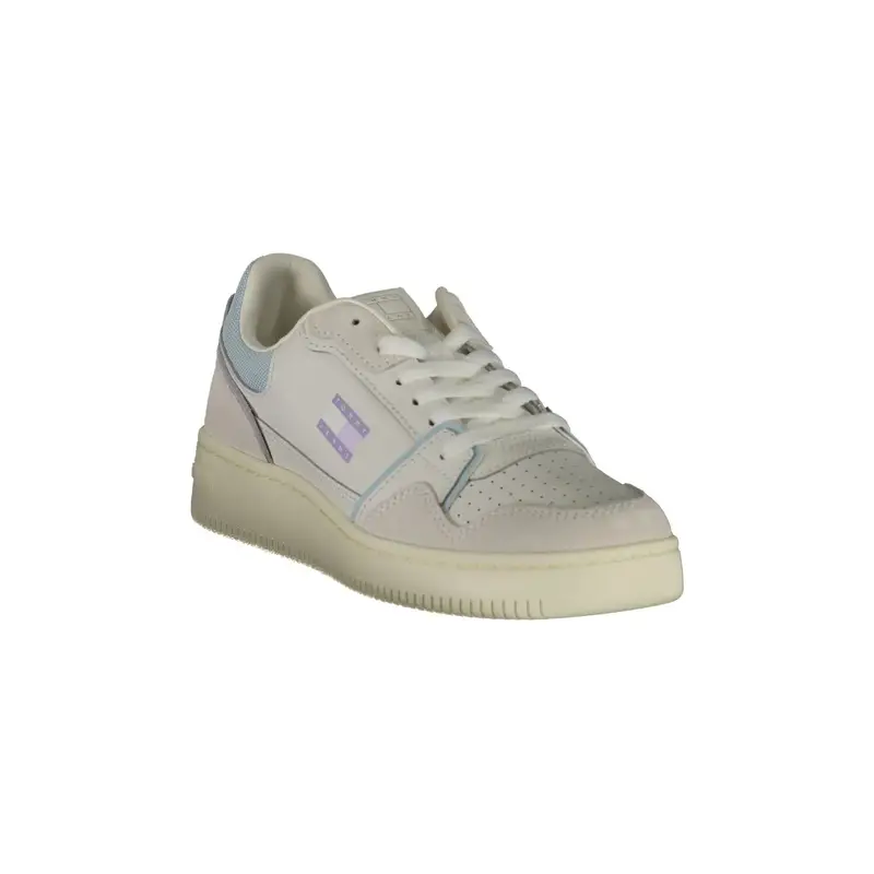 Sneakers Donna Bianche con Lacci e Dettagli Azzurri Bianco miniatura 2