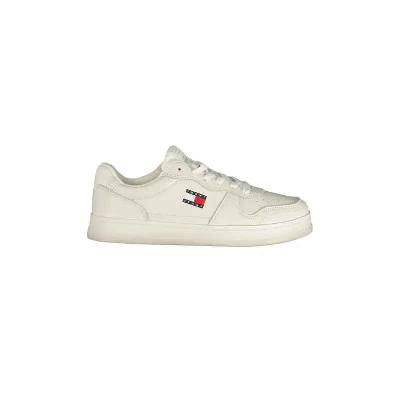 Sneakers Donna Bianche con Lacci e Logo Bianco