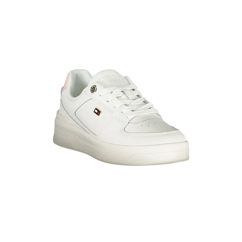 Sneakers Donna Bianche Lacci Pelle Logo Bianco miniatura 2