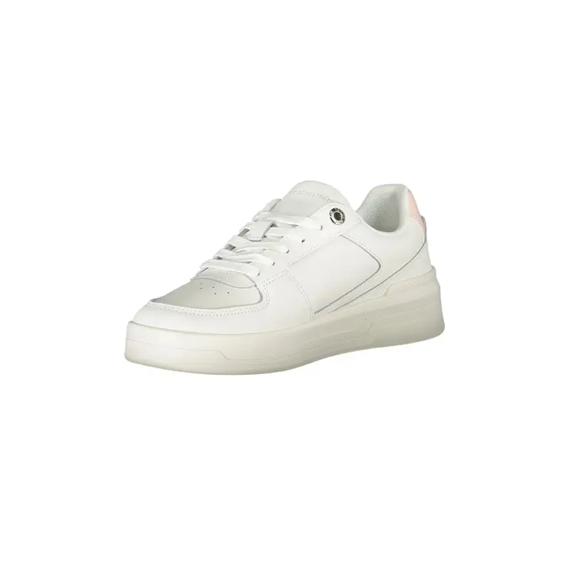 Sneakers Donna Bianche Lacci Pelle Logo Bianco miniatura 3