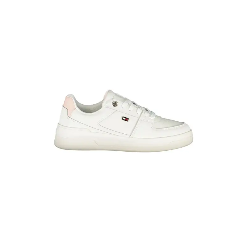 Sneakers Donna Bianche Lacci Pelle Logo Bianco