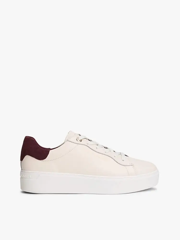 sneakers donna platform beige e bordeaux