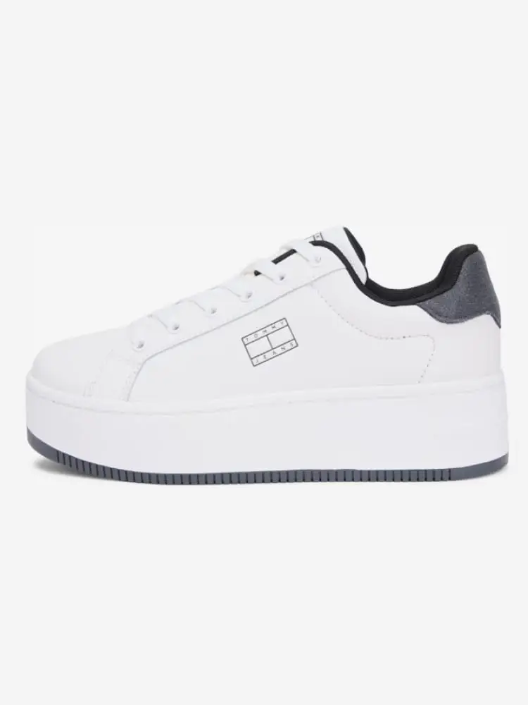 sneakers donna platform in pelle bianca