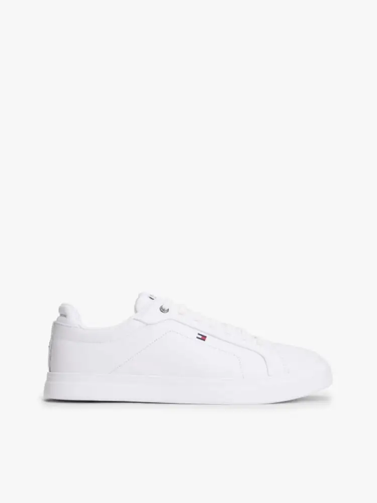 sneakers in pelle bianca con micro logo