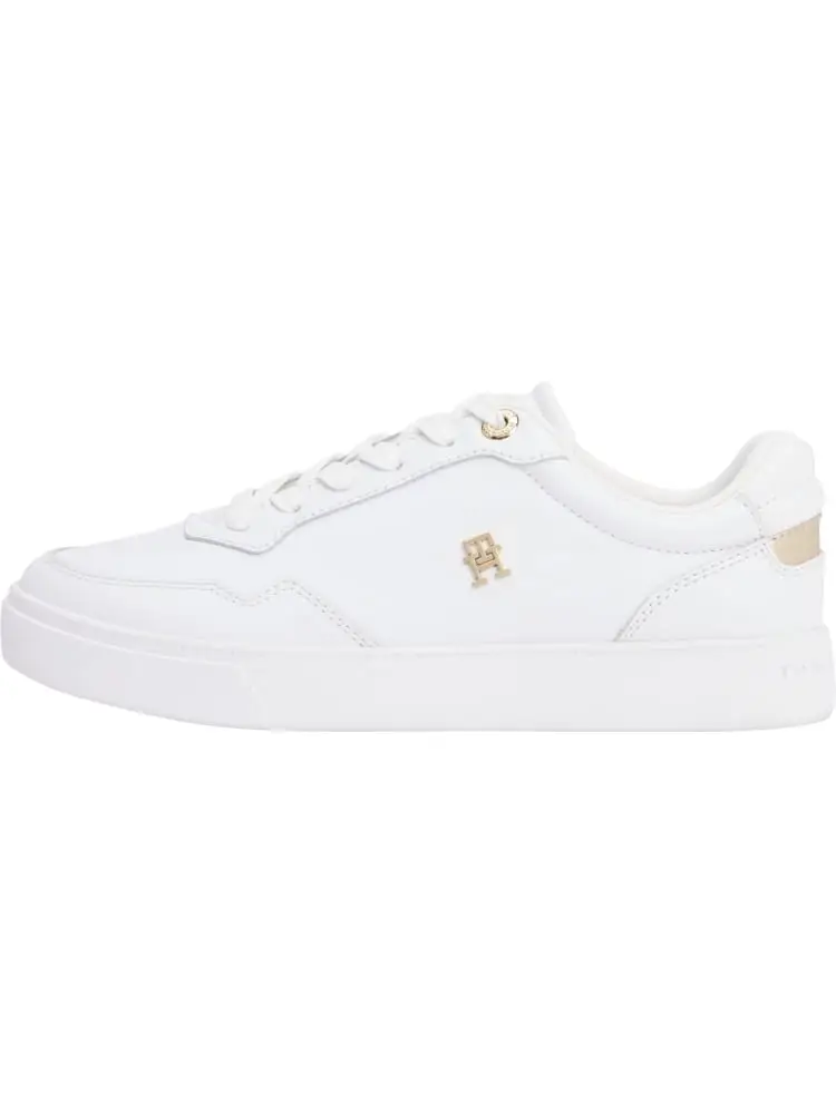 sneakers in pelle bianca court con monogramma