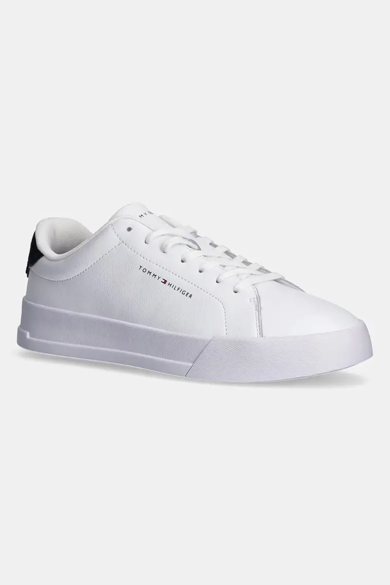 sneakers in pelle TH COURT LTH DETAIL ESS colore bianco FM0FM05367