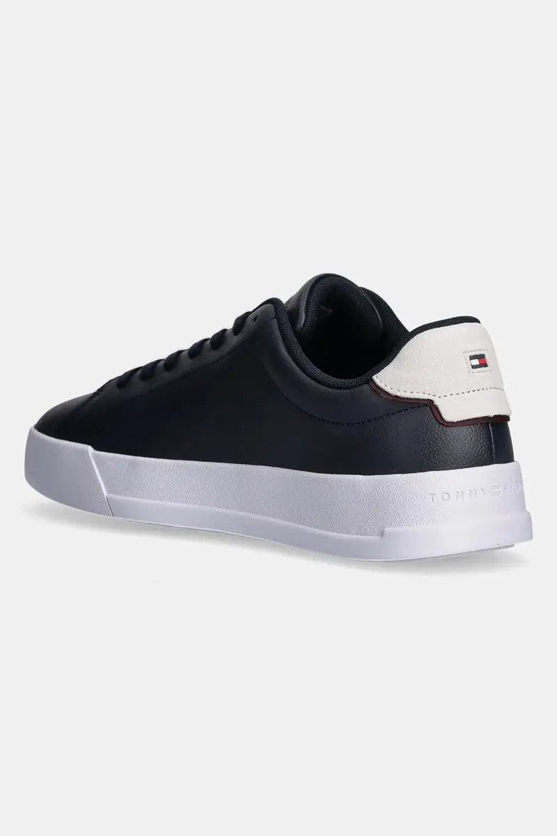 sneakers in pelle TH COURT LTH DETAIL ESS colore blu navy FM0FM05367 miniatura 3