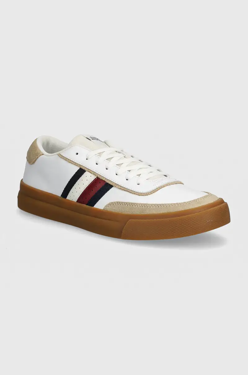 sneakers in pelle TH CUPSET 1A2 LTH MIX colore bianco FM0FM05118