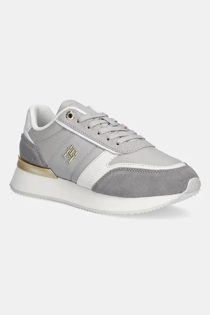 sneakers in pelle TH FASHION RUNNER colore grigio FW0FW08475