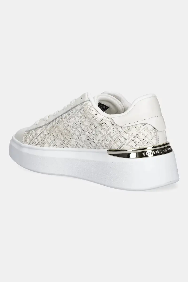 sneakers in pelle TH MONOGRAM PLATFORM SNK donna colore beige FW0FW09155 miniatura 3