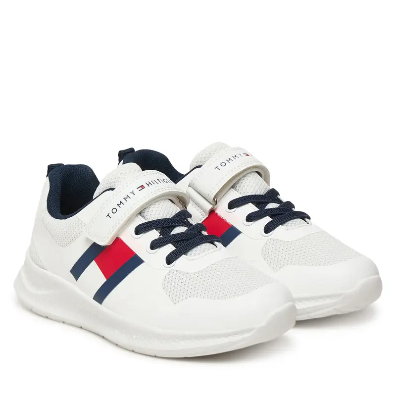 Sneakers Tommy Hilfiger Flag Low Cut Lace-Up/Velcro T1X9-34369-1843 S Bianco