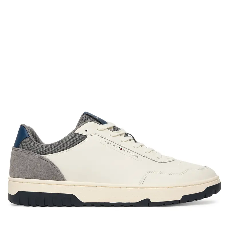 Tommy Hilfiger Sneakers Uomo Bianco e Grigio in Pelle e Suede