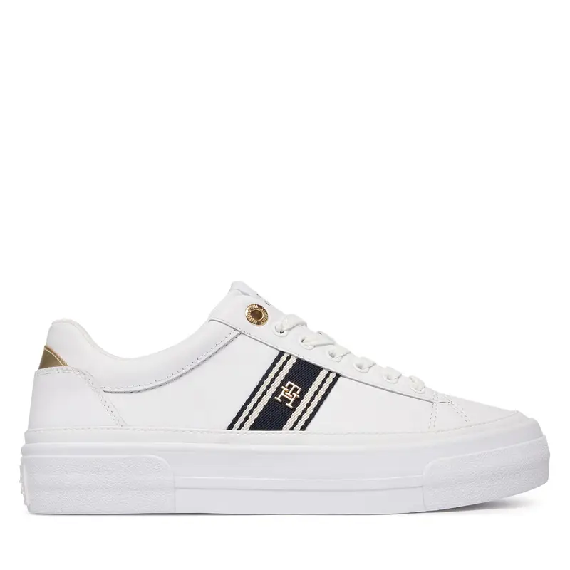 Tommy Hilfiger Sneakers Donna Th Foxing Platform Webbing Bianco