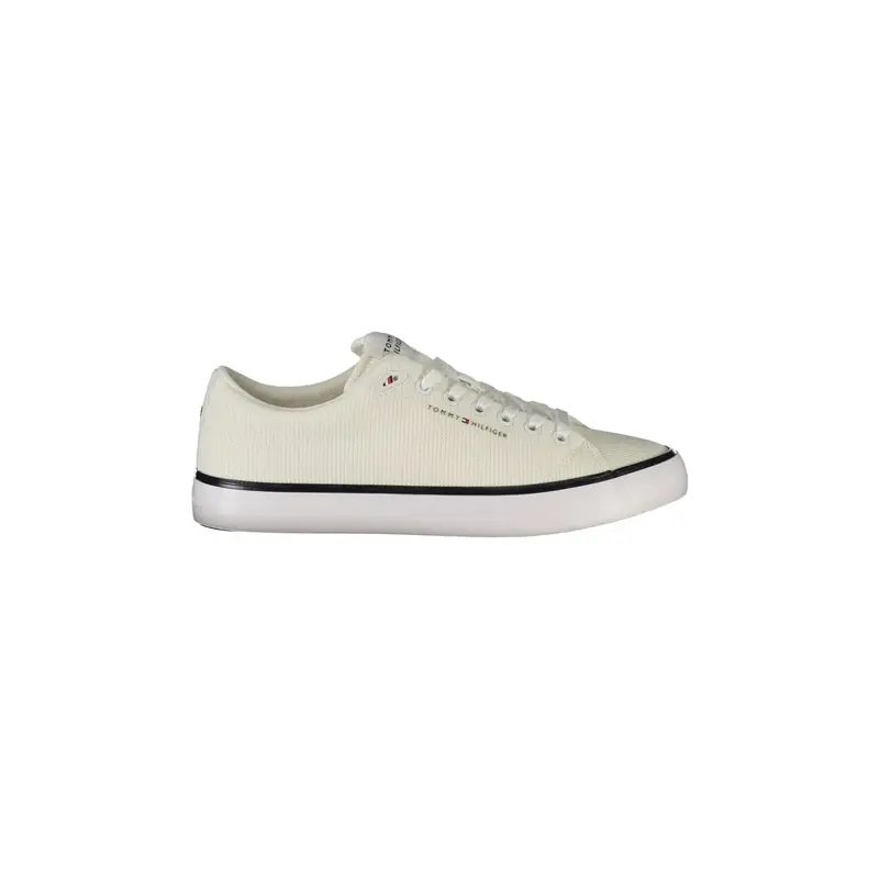 Sneakers Uomo Bianche con Lacci e Dettagli a Contrasto Bianco