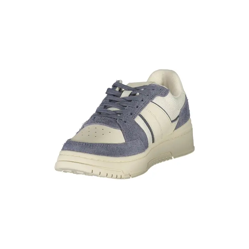 Sneakers Uomo Bianche con Lacci e Dettagli Azzurri Bianco miniatura 3
