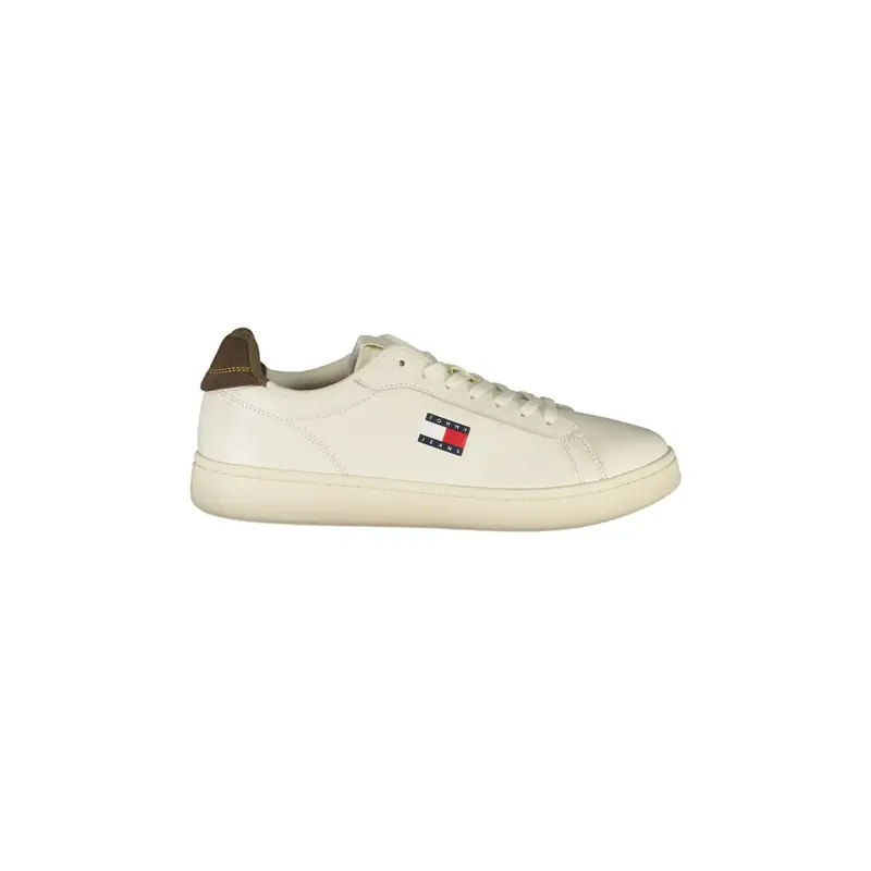 Sneakers Uomo Bianche con Lacci e Dettagli Marroni Bianco