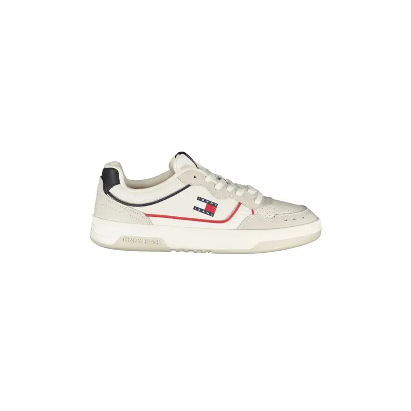 Sneakers Uomo Bianche con Lacci e Dettagli Rosso/Blu Bianco