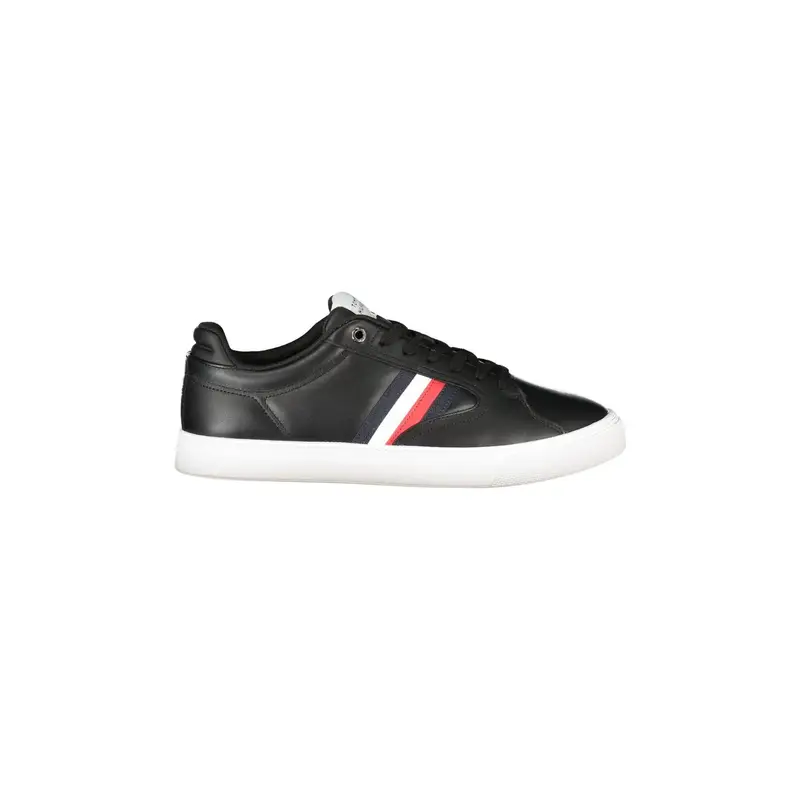 Sneakers Uomo Nere con Lacci e Dettagli a Contrasto Nero