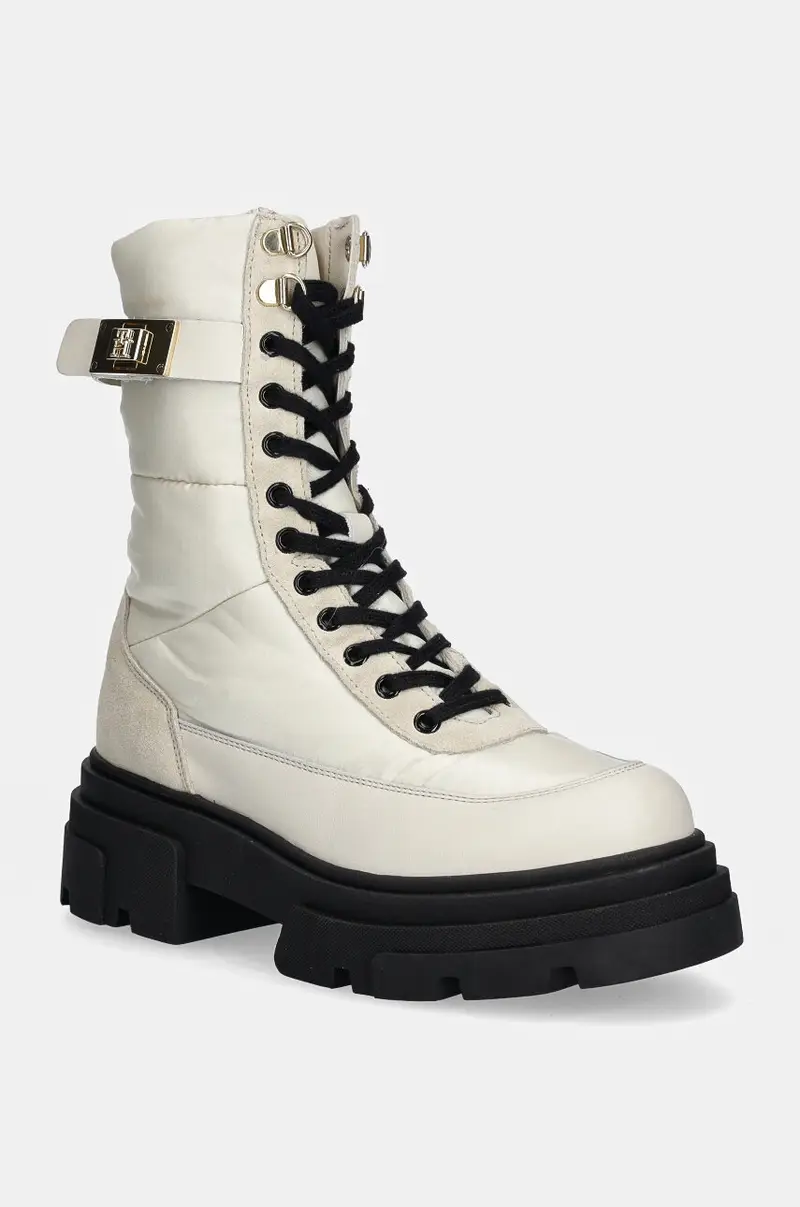 stivaletti alla caviglia BIKER LEATHER MIX LACE-UP donna colore bianco FW0FW08246