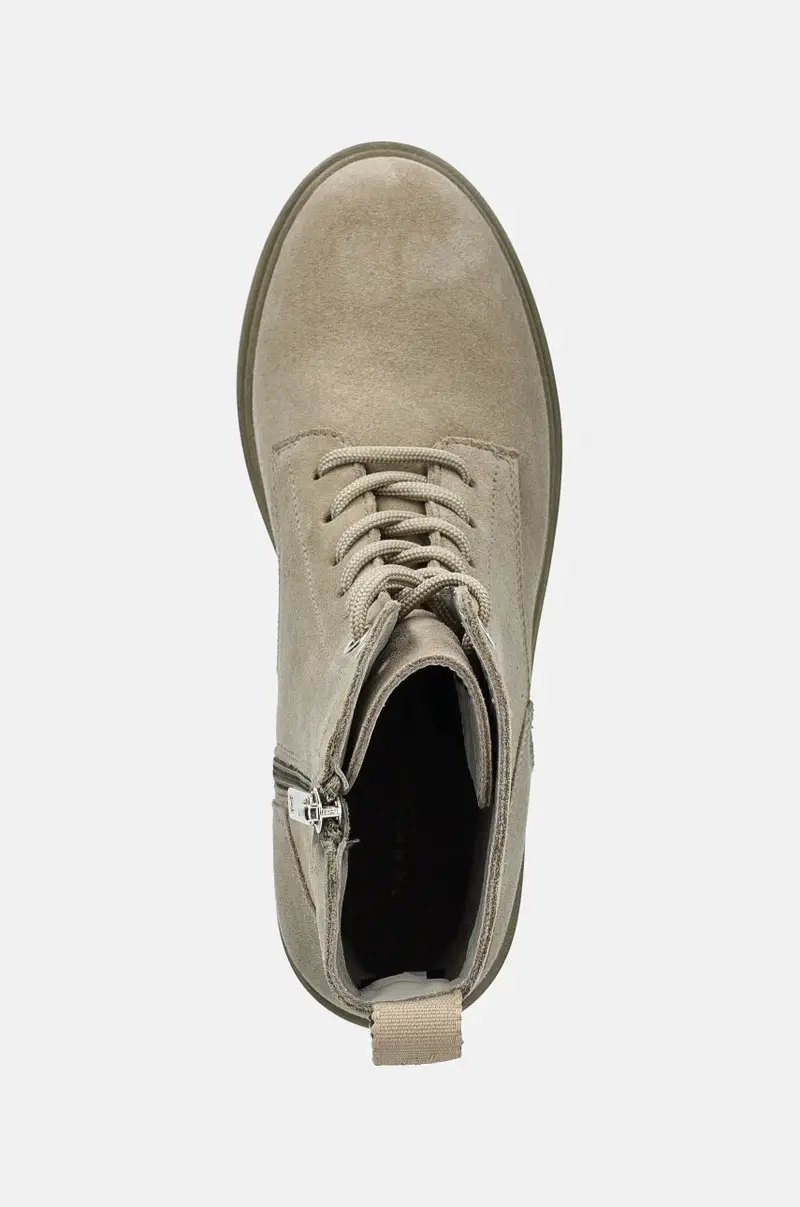 stivaletti alla caviglia in camoscio SUEDE MID HEEL LACEUP LOGOTAPE donna colore beige FW0FW08090 miniatura 4