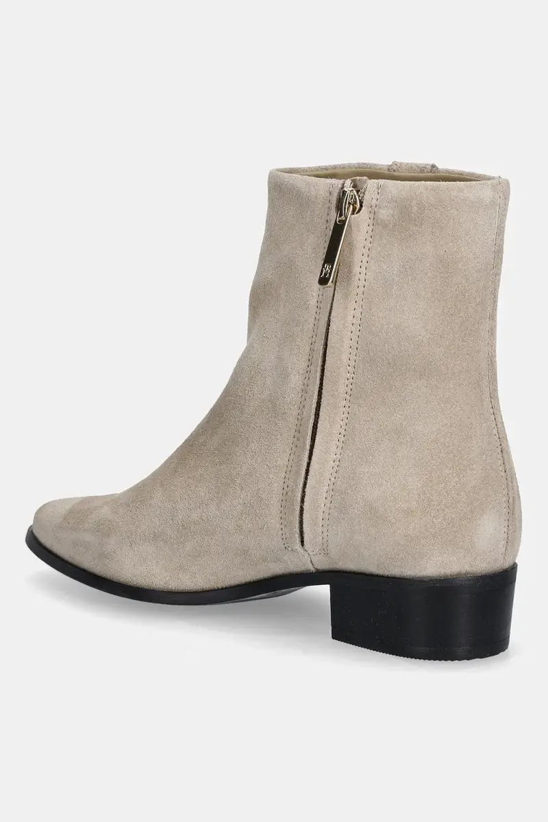stivaletti alla caviglia in camoscio TH SUEDE POINTY ZIP BOOTIE donna colore beige FW0FW08981 miniatura 3