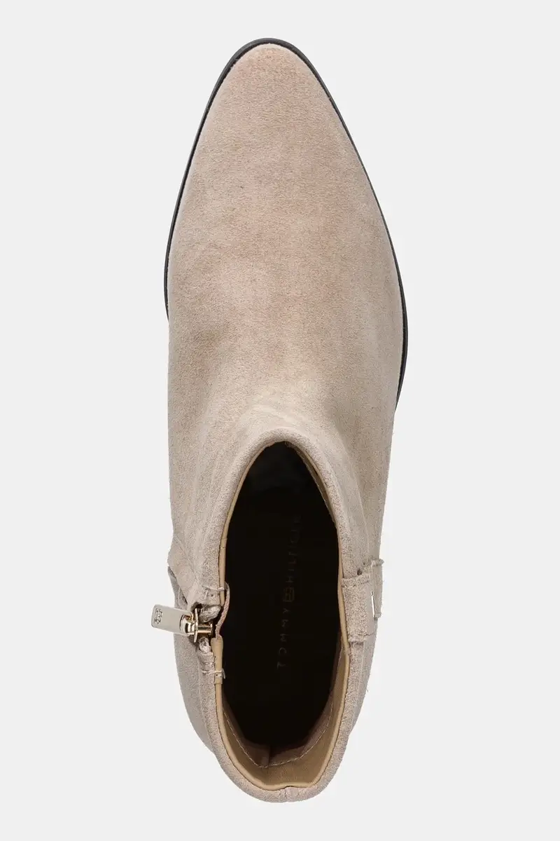 stivaletti alla caviglia in camoscio TH SUEDE POINTY ZIP BOOTIE donna colore beige FW0FW08981 miniatura 4