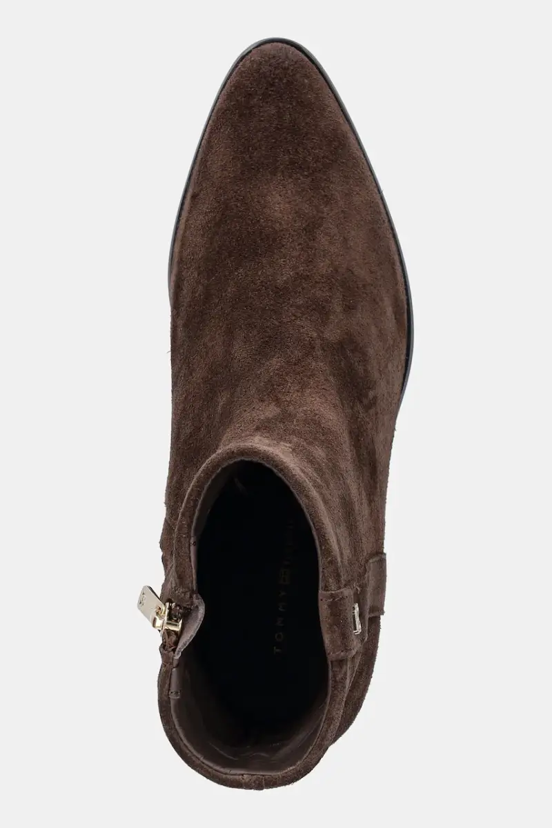 stivaletti alla caviglia in camoscio TH SUEDE POINTY ZIP BOOTIE Marrone miniatura 4