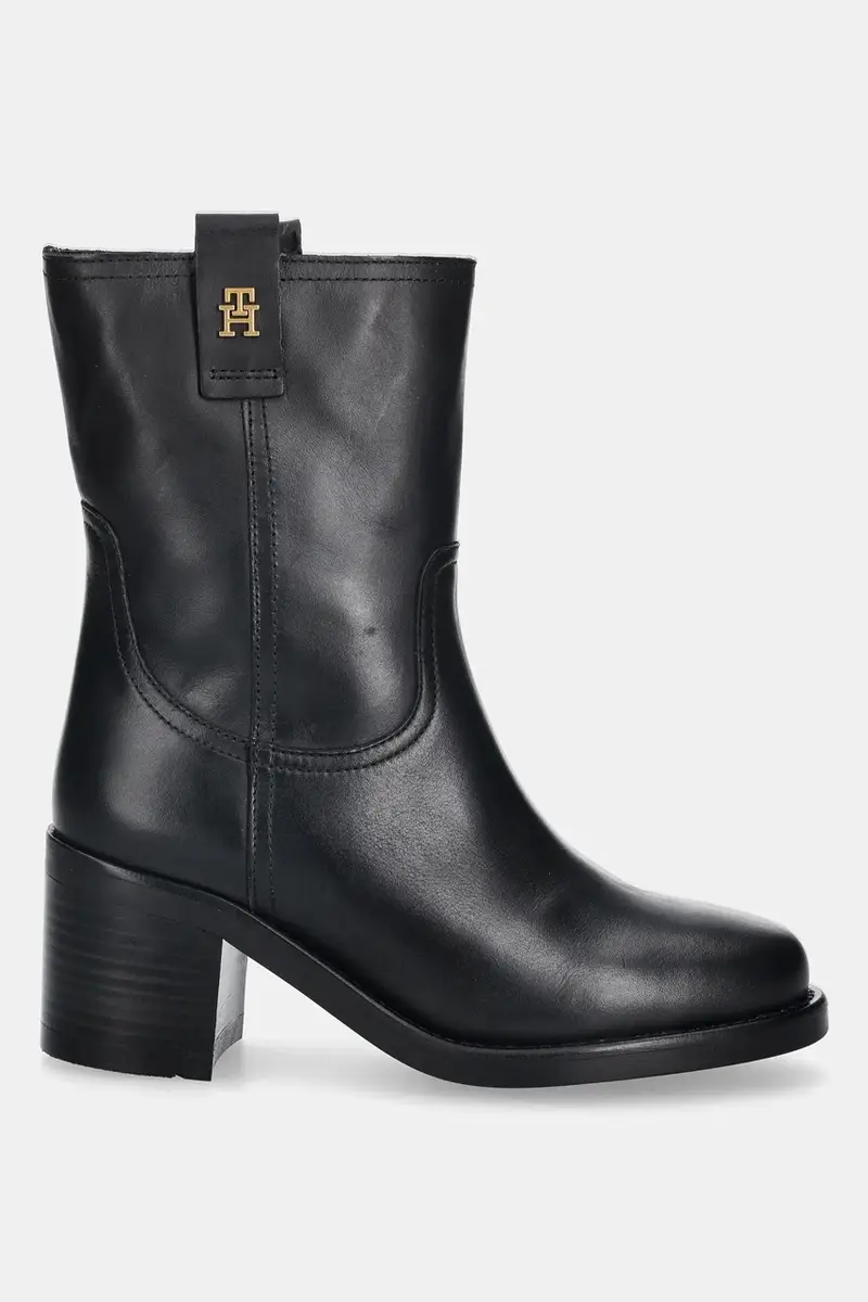 stivaletti alla caviglia in pelle RIDING LTHR MID BOOT BLOCK HEEL donna colore nero FW0FW08776 miniatura 2