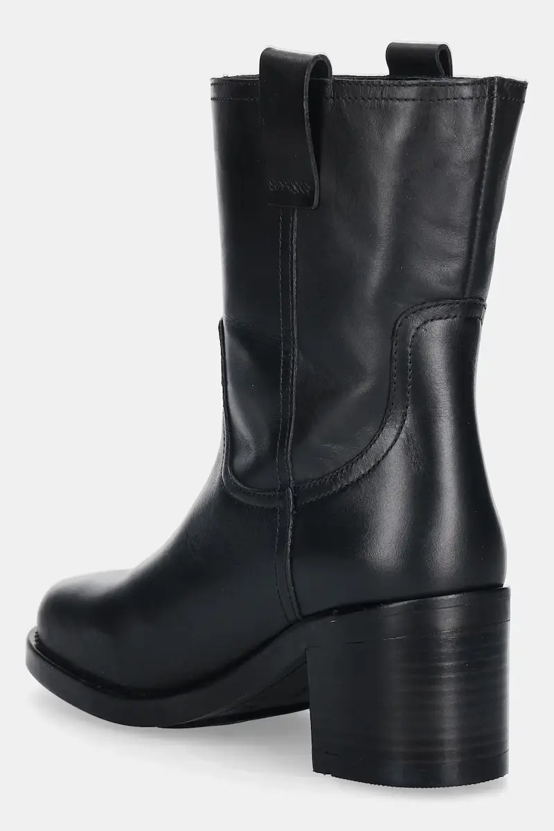 stivaletti alla caviglia in pelle RIDING LTHR MID BOOT BLOCK HEEL donna colore nero FW0FW08776 miniatura 3