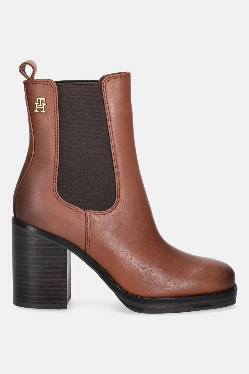 stivaletti alla caviglia in pelle SQUARE TOE CHELSEA HIGH BLOCK HL donna colore marrone FW0FW08844 miniatura 2