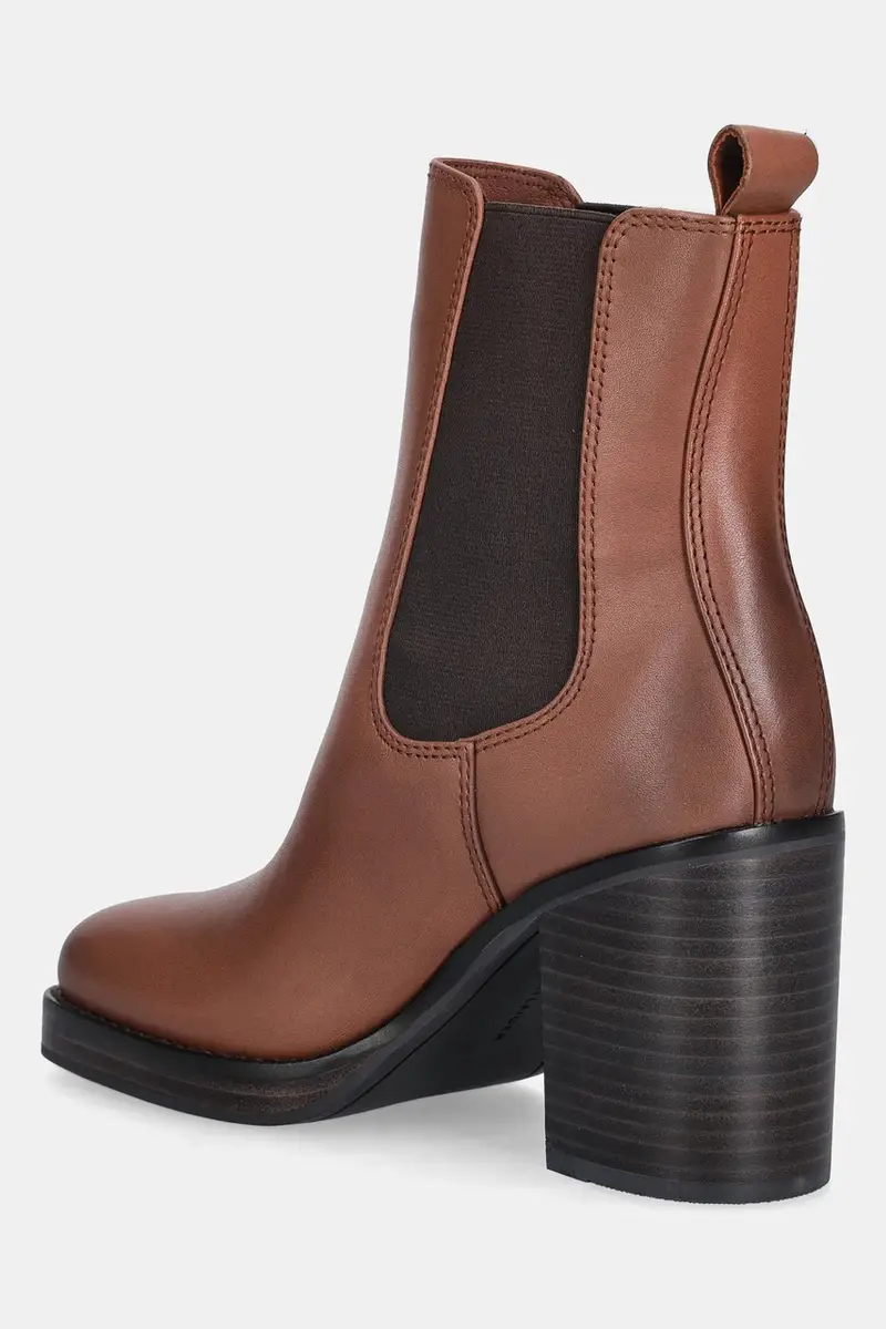 stivaletti alla caviglia in pelle SQUARE TOE CHELSEA HIGH BLOCK HL donna colore marrone FW0FW08844 miniatura 3