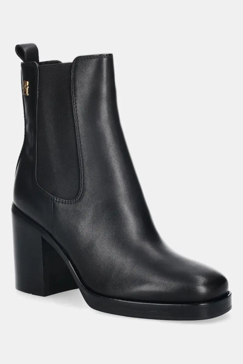 stivaletti alla caviglia in pelle SQUARE TOE CHELSEA HIGH BLOCK HL donna colore nero FW0FW08844