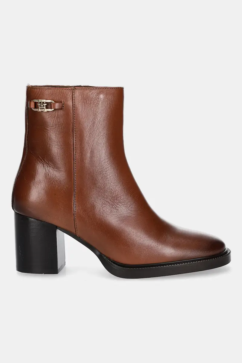 stivaletti alla caviglia in pelle STACKED HEEL LEATHER ANKLE BOOT donna colore marrone FW0FW08864 miniatura 2