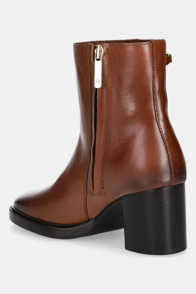 stivaletti alla caviglia in pelle STACKED HEEL LEATHER ANKLE BOOT donna colore marrone FW0FW08864 miniatura 3